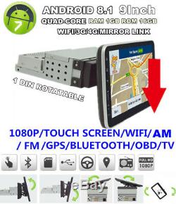 Car 1 Din 9/" Touch Screen Bluetooth GPS FM Wifi Car Stereo Video Player Android