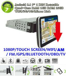 1 Din Android 8.1 9 1080P Quad-core Car BT Stereo Radio MP5 Player GPS Sat Navs