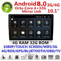 10.1 Touch 2 DIN 4G+32G Octa-Core Car Stereo Radio GPS Wifi BT Mirror Link SWC