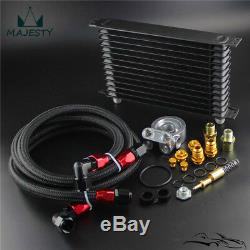 13 Row Engine Trust Oil Cooler with Thermostat 80 Deg Oil Filter Adapter Hose Kit