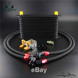 13 Row Engine Trust Oil Cooler with Thermostat 80 Deg Oil Filter Adapter Hose Kit