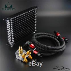 15 Row 80 Deg Thermostat Adapter Engine Racing Oil Cooler Kit For Car/Truck BK