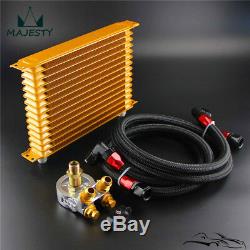 15 Row 80 Deg Thermostat Adapter Engine Racing Oil Cooler Kit For Car/Truck BK