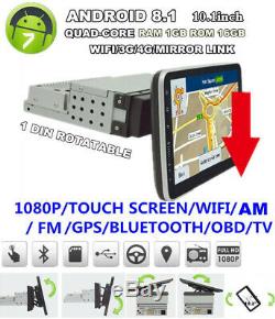 1DIN 10.1 Car Stereo Radio MP5 Player GPS Wifi 3G 4G BT Mirror Link OBD 1+16G