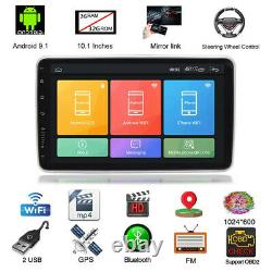 1DIN Rotatable 10.1'' Android 9.1 Car Stereo Radio Wifi GPS Navigation With Camera