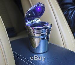 1pc Car Auto Stainless Cigarette Ashtray Ash with Blue LED Light For Cup Holders