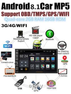 2 Din Android 8.1 2GB+16GB Car Stereo Radio WIFI 3G DAB Mirror Link OBD TPMS