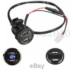 2 in1 Car Dual USB Charger and Voltmeter Blue LED Light 12V Car Motorcycle
