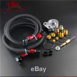 25 Row Thermostat Adaptor Engine Racing Oil Cooler Kit For Car/Truck Black