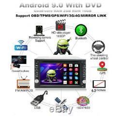 2DIN 6.2 Android 9.0 BT Car Stereo Radio DVD MP5 Player Head Unit GPS Sat Navi