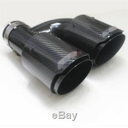 2PC Carbon Fiber Exhaust Tip Dual Pipe Carbon Fiber ID2.5 63mm OD3.5 89mm
