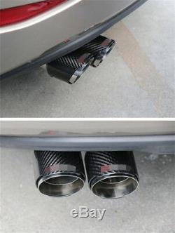 2PC Glossy 100% Carbon Fiber ID3.0 76mm OD4.0 101mm Car Dual Pipe LEFT+Right