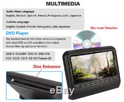 2PCS 9 inch Car DVD LCD Headrest USB SD HDMI Monitor Player Games Remote Control