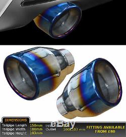 2x UNIVERSAL BURNT TIP STAINLESS STEEL EXHAUST TAILPIPE 2.5 IN GW-ET030-P-NSN1