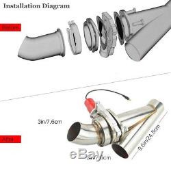 3 Electric Exhaust Catback Control Valve Downpipe Cutout E-Cut Valve+Toggle