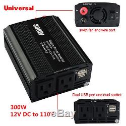 300W DC12V To AC110V Car Truck Power Inverter Fr Converter with Dual USB Universal
