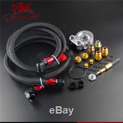 34 Row Thermostat Adaptor Engine Racing Oil Cooler Kit For Car/Truck Black