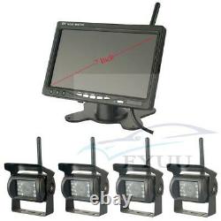 4 Backup Cameras IR Night Vision 7 Rear View Monitor Parking Assistance System