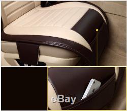 5-Seats Deluxe Edition Car Seat Cover Mat PU Leather Front+Rear Cushion+Pillows