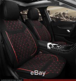 5-seat Car Front Rear Row Seat Cover Soft Breathable Linen Cushions Protector