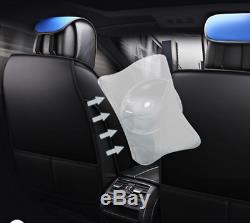 5D Surround Black+Blue Luxury Microfiber Leather Full Set Car Seat Cover Cushion
