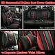 5D Surrounded Black PU Leather Car Seat Covers Cushion withHeadrest Waist Pillows