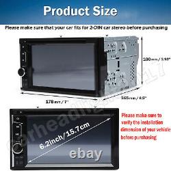 6.2 Double 2DIN Car DVD Player Stereo Head Unit BT FM Radio Mirrorlink For GPS