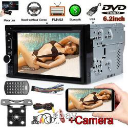 6.2 Double 2Din HD Car Stereo DVD Player Mirror Link for GPS MP3 TV + Camera