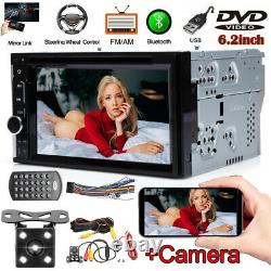 6.2 Double 2Din Mirror Link Car Stereo CD DVD Player USB SD FM TV Radio + Camera