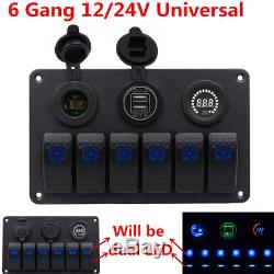 6 Gang Rocker Switch Printed Panel With Color Voltmeter for Car Lamp More Safe