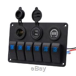 6 Gang Rocker Switch Printed Panel With Color Voltmeter for Car Lamp More Safe
