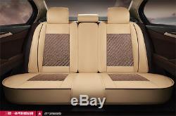 6D Ice Silk Car Seat Covers Automotive Seat Covers for 5 Seat Four Season Beige