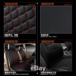 7-Seats Car Seat Cover Cushion Deluxe PU Leather All Season Black with Red
