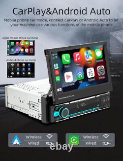 7 Touch Screen Car Radio Stereo Single 1Din Flip Out CarPlay/Andriod Auto WithCam
