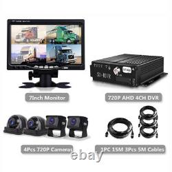 720PAHD 4CH H. 264 Car DVR Video Recorder Box With7 HD Car Monitor 4Pc CCD Camera