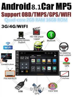 72Din Android 8.1 1080P Quad-Core 2GB RAM 16GB ROM GPS Wifi 3G 4G BT DAB Mirror