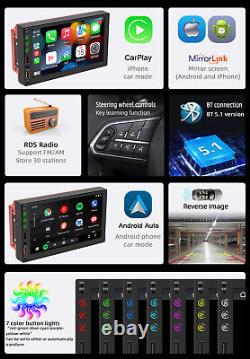 7in Double 2Din Car Radio Stereo Wireless CarPlay Android Auto MP5 Player Camera