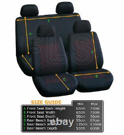 8 Piece Car Seat And Headrest Cover Set Black/red- Nsn3 Fits Nissan