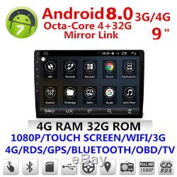 9 Ultra-thin Android 8.0 2 DIN Touch Screen Octa-Core 4G RAM +32G ROM GPS Wifi