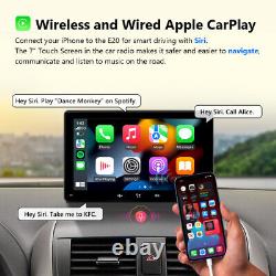 AHD CAM+On Dash Portable 7 QLED Car Stereo Radio CarPlay Android Auto Bluetooth