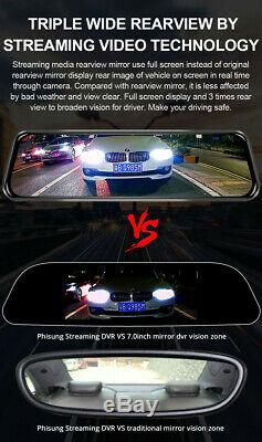 Android 10in FHD Car Rearview Mirror Dual Dash Camera DVR Recorder GPS ADAS WIFI