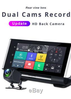 Android 5.1 7In FHD Car Dash Cam Front&Rear Dual Camera Dashboard DVR Recorder