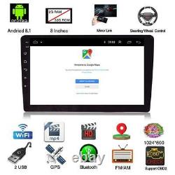 Android 8.1 4-core 8 1DIN BT Car Stereo Radio GPS Navigation WithRearview Camera