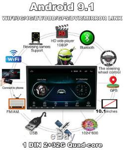 Android 9.1 10 1Din Touch Screen GPS Navigator BT Car Stereo Radio MP5 Player