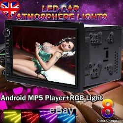 Android Car Stereo Radio MP5 Player FREE Car Interior RGB LED Lights Atmosphere