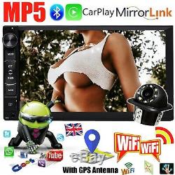Android Double 2Din 7 Car MP5 Player Touch Stereo Radio WiFi GPS Phone Link+Cam