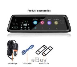Android5.1 10''4G WiFi BT GPS Car DVR Adjustable Camera Rearview Mirror Cam ADAS