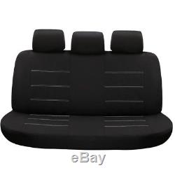 Black 11 PCS Car Seat Covers FULL SET 5 Seat Car Accessories Polyester Fabric