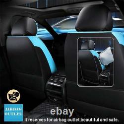 Black/Blue Luxury PU Leather Full Set Breathable 5D Seat Covers For 5-Seats Car