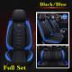 Black Blue PU Leather 6D Surrounded Full Set Car Seat Cover Protector Cushions